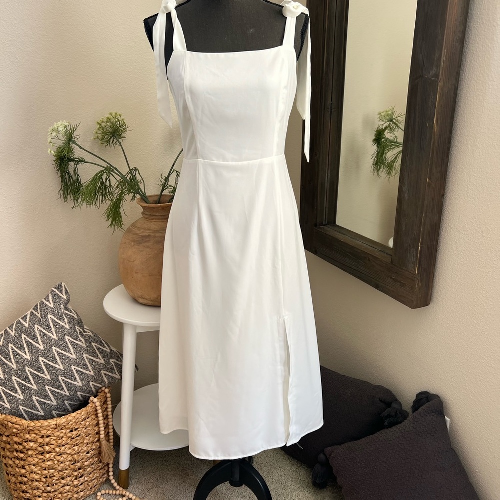 Petal & Pup White Midi Dress with Bow Straps #LaurelDress